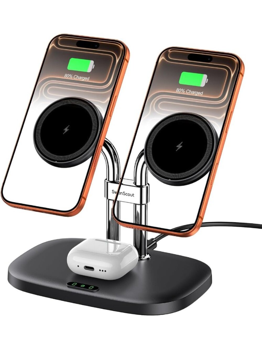 Fast Dual Wireless Charger for iPhone 18 Pro Max & Duo - Sleek Black Design